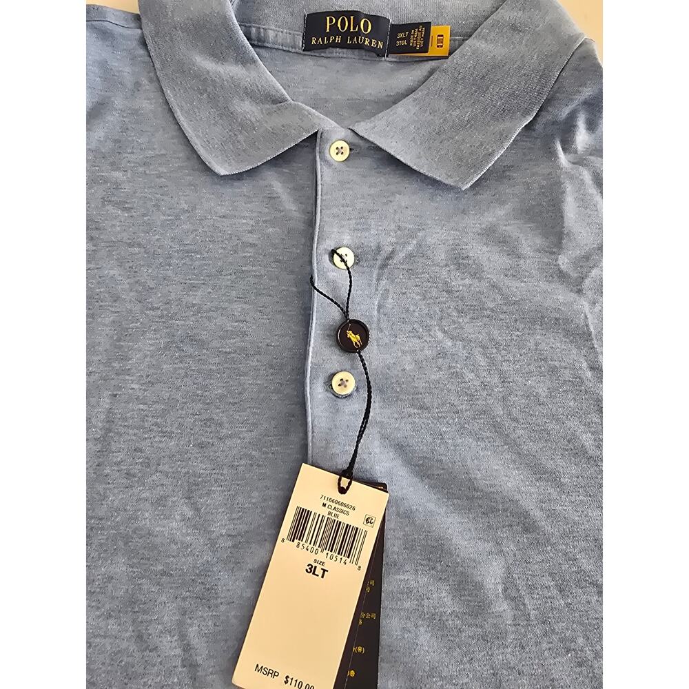 Polo Ralph Lauren Men’s Classic Fit Polo Shirt Blue 3LT Long Tall 100% cotton - Picture 2 of 4